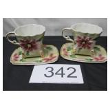 Lefton Poinsetta Footed Demitasse Cup & Saucer
