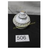 White Wicker Wrapped Kerosene Oil Lamp