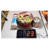 Basket Of Rope & Zip Ties, Bungee Cords