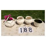3) Ceramic Planters, 1) Hanging Planter