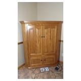 Corner Oak TV Cabinet W/Storage 52"x28"x60"