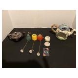 Cast Iron Veggie Chimes, Occupied Japan Teapot &