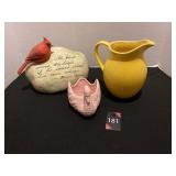 Cardinal on Rock, Planter & Pitcher