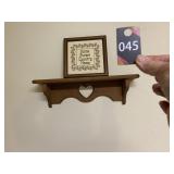 Wood Framed Cross Stitch & Wood Shelf