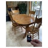 Oak Kitchen Table, 4 Cairs & Leafs