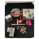 Japanese Lot: Chop Sticks, Book, Money & Fan