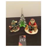 Hand Sculpted Glass Tree & Christmas Figurines