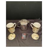 Tea Pot, Cups & Saucers