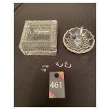 Earrings, Crystal Trinket Box and Ring Holder