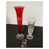 Crystal & Cranberry Glass Vases