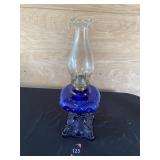 Rare Antique EAPG Cobalt Blue Oil Kerosene Lamp