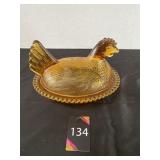 Carnival Glass Nesting Hen