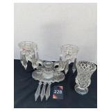 Crystal Prism Candlestick Holder & Crystal Vase