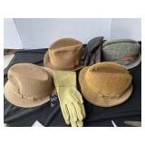 Mens Hats & Leather Gloves 7-1/2 7-5/8