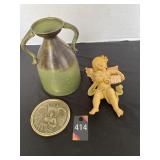 Metal Vase, Cherub & Accordian from Italy