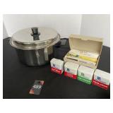 18" Pan & Lid, Recipe Box & Spice Tins empty