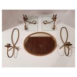 Mirror, Candle Holders, Shelves