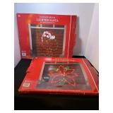 Lighted Santa & Poinsettia