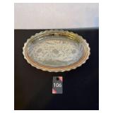 Embossed Scalloped Carnival Glass Serving Dish