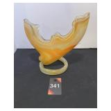 Hand Blown Trumpet Art Glass Stem Vase