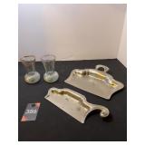 Hand Painted Floral Vase & Crumb Catcher