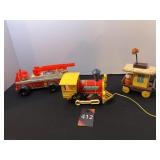 Fisher Price Fire Engine, Train Engine & Rail Car