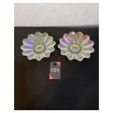 Vintage Iridescent Federal Glass Candle Holders