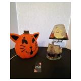 Halloween Cat Pumpkin & Ghost Lamp