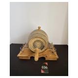 Vintage Whiskey Barrel with Shot Glasses & Stand