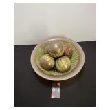 Pottery Bowl & Matching Ball Decor