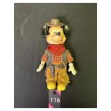 Vintage Cowboy Mickey Doll plastic