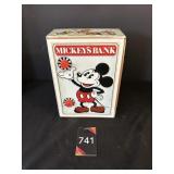 Mickey Mouse Tin Bank 5"W X 3"D X 7"H