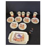 Vtg Winnie The Pooh Plastic Play Cups & Dishes