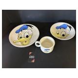 Donald Duck Ceramic Dish, Plate & Cup