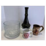 Vase, Glass salad bowl & misc