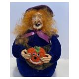 Vtg Halloween orange hair weighted witch plush/