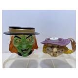 Vtg witch candle holders plastic & resin