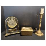 Vtg Brass candsle stick, snuffer, trinket  box...