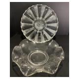 Divided relish/serving tray & scalloped glass...