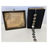 Vtg Bible, Metal 10 Commandments book mark & misc