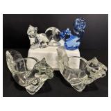 Vtg Blue glass squirrel, AVON glass candle...