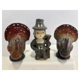 Vtg (3) Gurley Thanksgiving candles 3.5"H