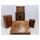 Vtg Cigar boxes & misc wood boxes