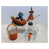 Ceramic pumpkin mini basket & misc Halloween...