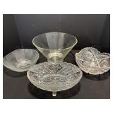 Vtg oval footed fruit bowl, leaded crystal bowl...