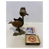 Vtg Texco metal bird ashtray & matches