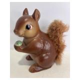Vtg Ceramic Enesco squirrel bank with fuzzy tail
