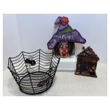 Halloween decrative spider web basket & misc...