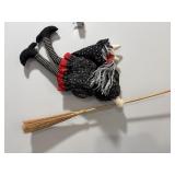 Vtg hanging flying witch with broom (broom 18"H)