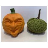 Vtg foam pumpkin head & fabric pumpkin